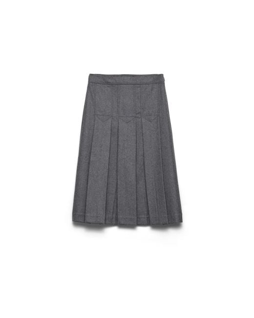 Prada Gray Pleated Flannel Skirt