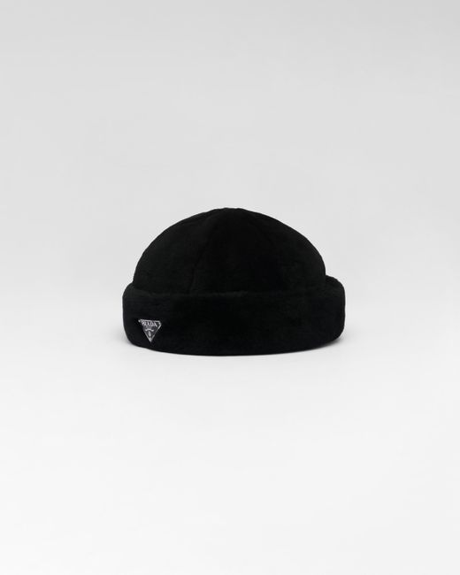Prada Black Shearling Hat for men