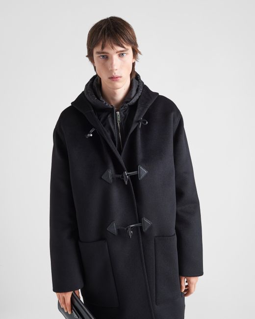 Prada Black Cashmere Duffle Coat for men