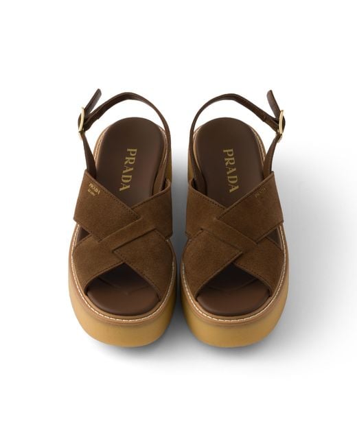 Prada Brown Suede Sandals