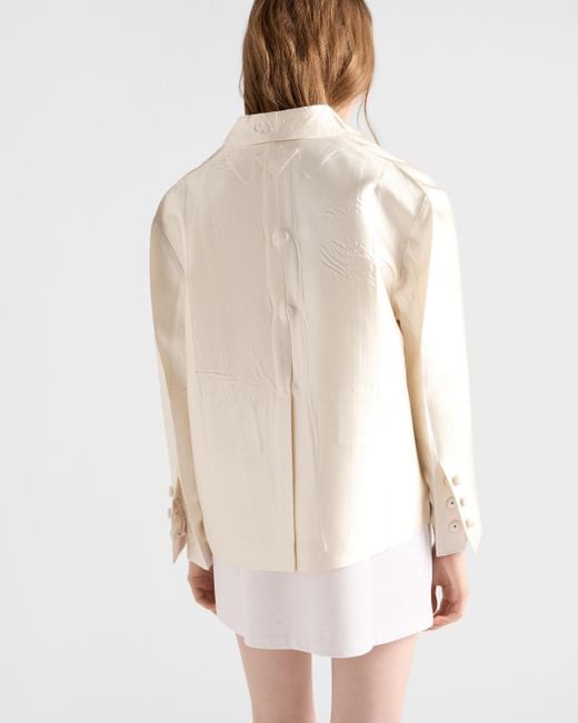 Prada Single-Breasted Silk And Wool Jacket in Natural | Lyst