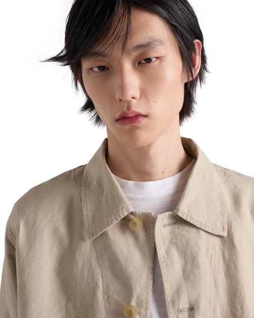 Prada Natural Single-Breasted Linen Jacket for men