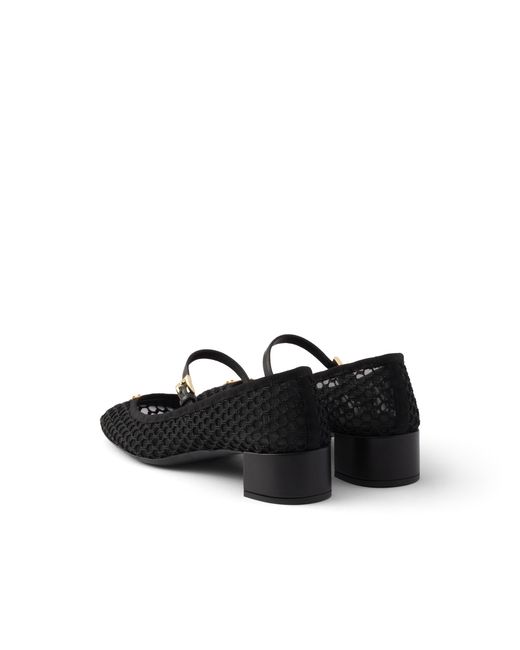 Prada Black Low Heel Mesh Fabric Ballerinas