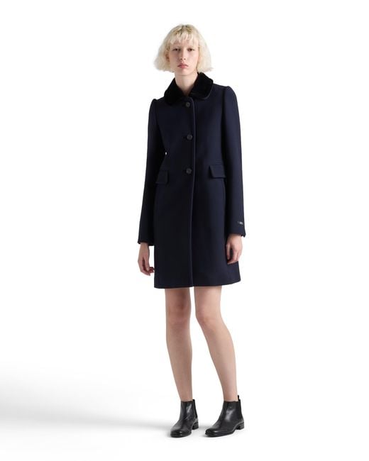 Prada Blue Single-Breasted Natté Fabric Coat