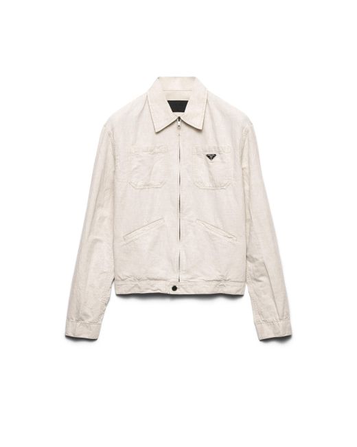 Prada White Chambray Blouson Jacket for men