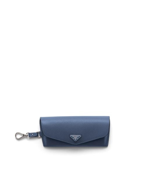 Prada Blue Saffiano Leather Eyeglasses Case for men