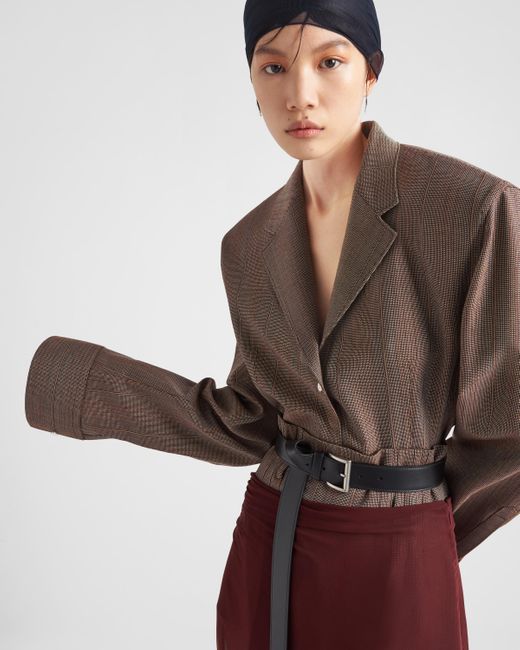 Prada Brown Single-Breasted Pinstripe Wool Jacket