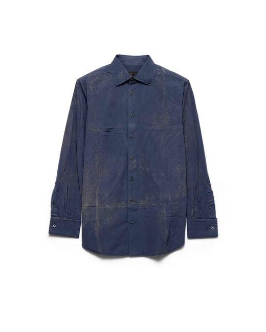 Prada Blue Cotton Shirt for men