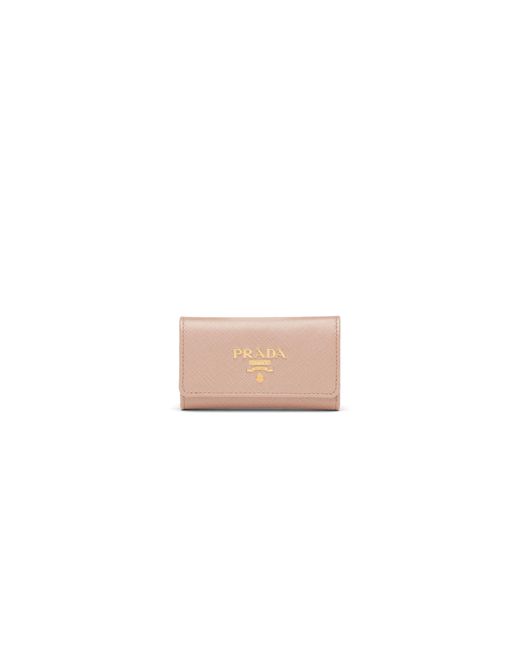 Prada White Saffiano Leather Keychain