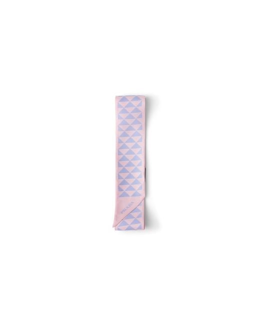 Prada White Printed Silk Tie, Petal/Wisteria