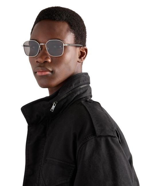 Prada Gray Sunglasses With The Iconic Metal Plaque for men
