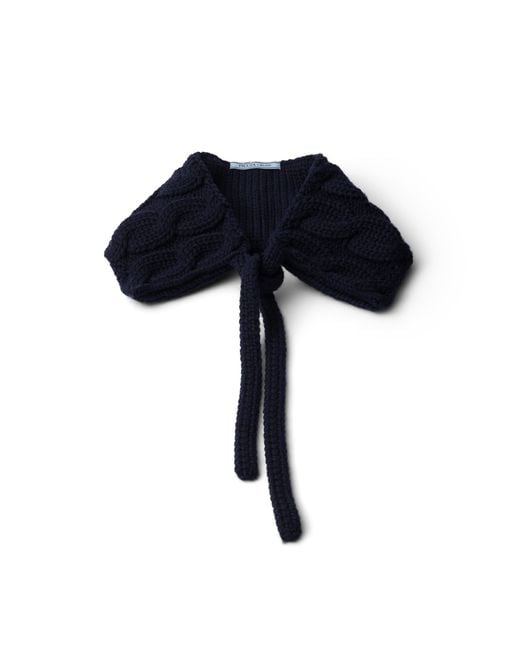 Prada Blue Cable-Knit Wool Collar