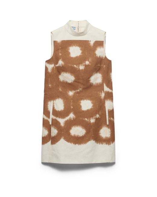 Prada Natural Printed Canvas Mini-Dress