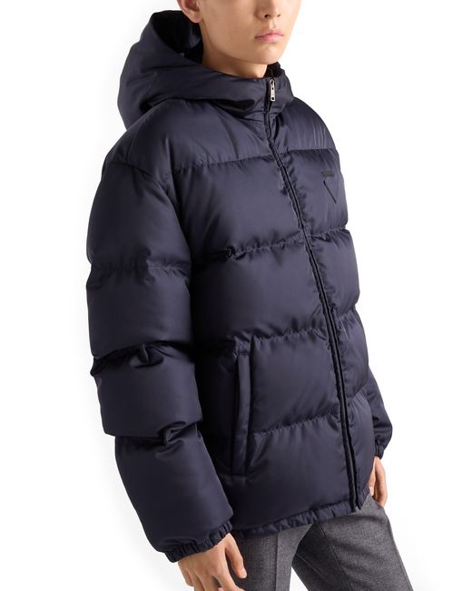 Prada Blue Medium-Weight Hooded Re-Nylon Down Jacket for men