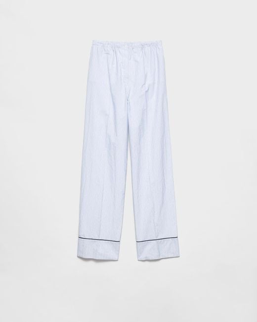 Prada White Striped Chambray Trousers