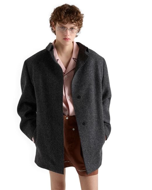 Prada Black Single-Breasted Shetland Wool Jacket