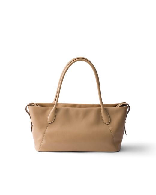 Prada White Ouvert Large Leather Tote Bag