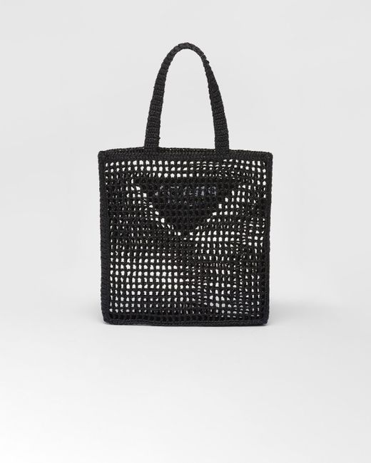 Prada triangle-logo Crochet Rafia Tote Bag - Farfetch