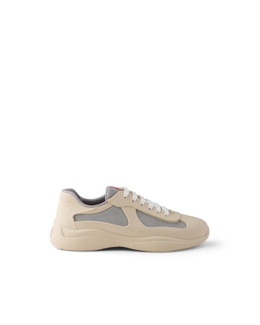 Prada White America's Cup Soft Rubber And Bike Fabric Sneakers for men