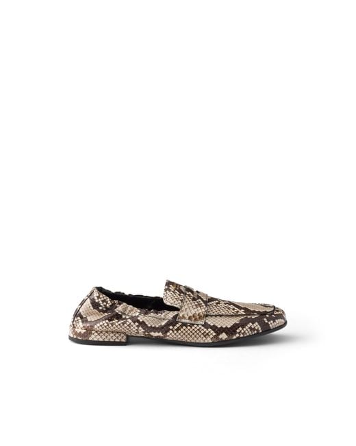 Prada White Shuffle Printed Ayers Leather Loafers