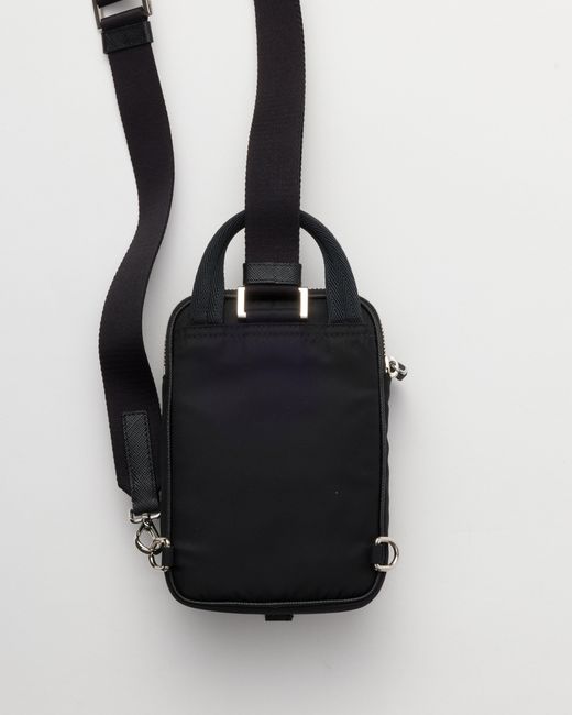 Prada Black Re-Nylon And Saffiano Leather Smartphone Case for men