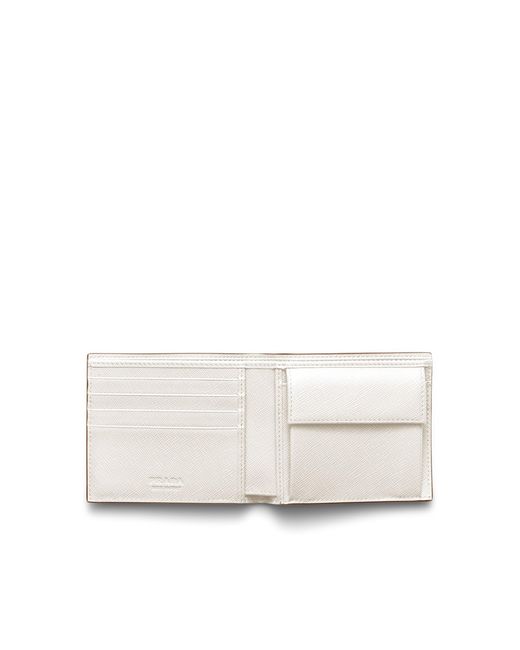 Prada White Saffiano Leather Wallet With Coin Purse for men