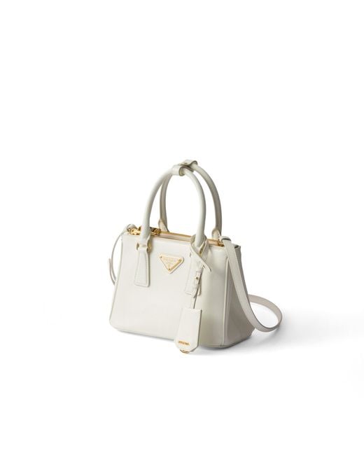Prada White Galleria Mini Patent Saffiano Bag