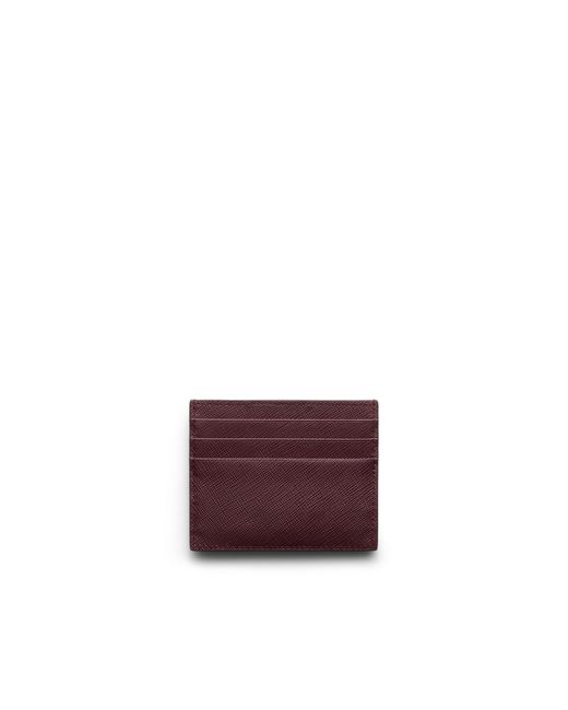 Prada Purple Saffiano Leather Card Holder, Burgundy