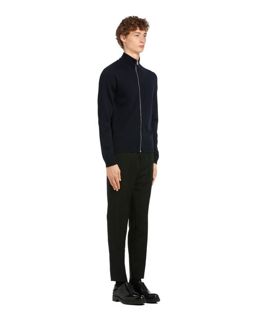 Prada Blue Wool Cardigan for men