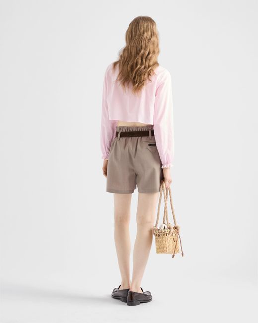 Prada White Shorts Aus Mouliné-Wolle