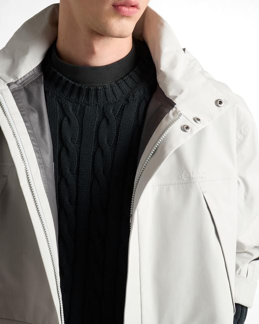 Prada White Technical Fabric Jacket, Chalk for men