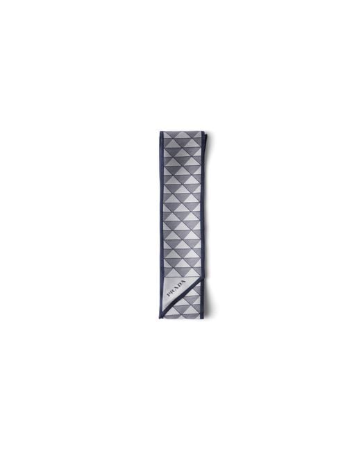 Prada White Jacquard Silk Tie