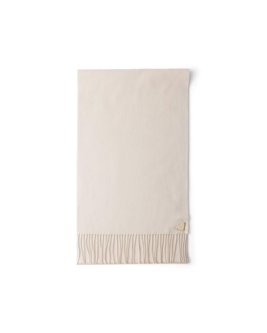 Prada White Silk And Cashmere Scarf