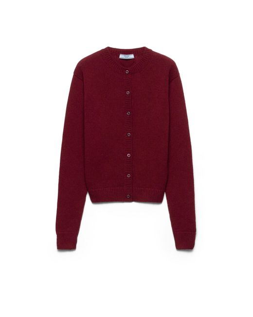 Prada Red Cashmere Cardigan