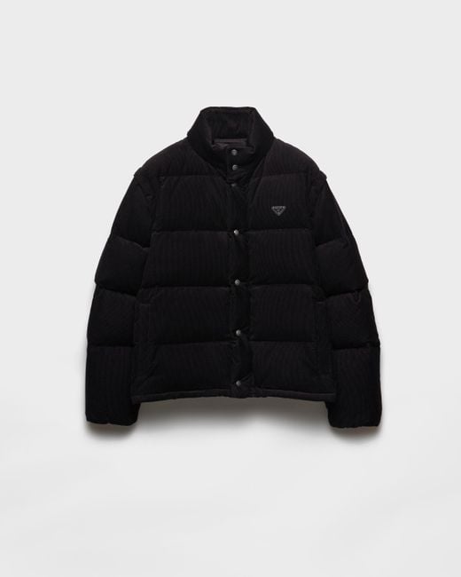 Prada Daunenjacke Aus Mittelschwerem Cord in Black für Herren