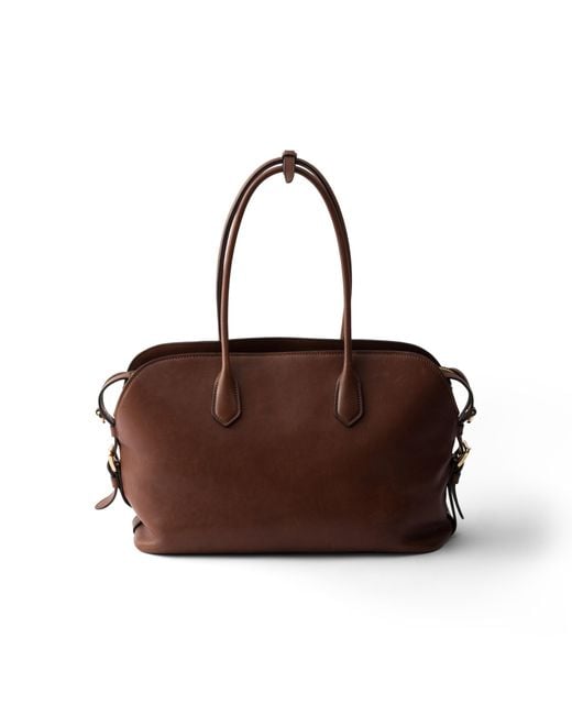 Prada Brown Signet Large Leather Tote Bag, Cocoa