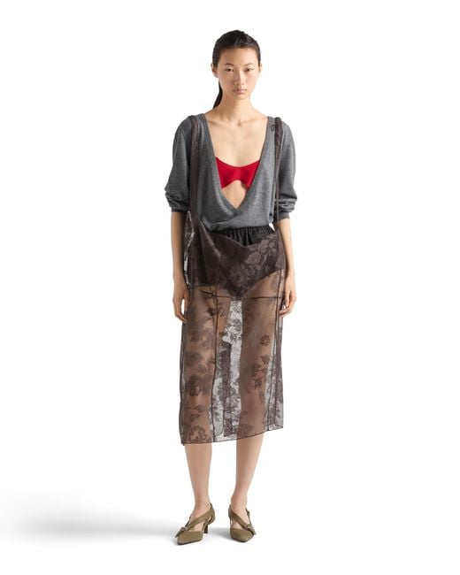 Prada Red Crepe De Chine Top