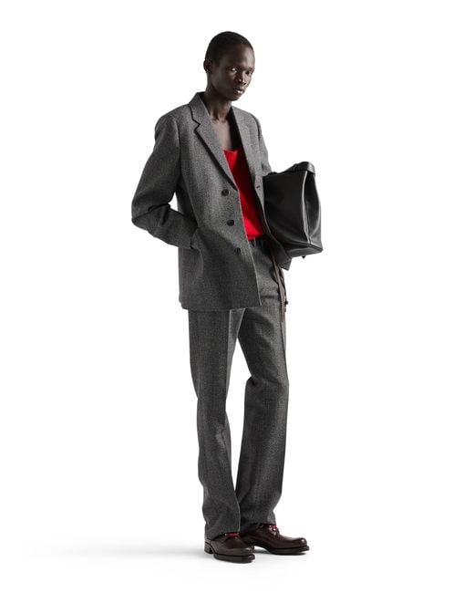 Prada Gray Single-Breasted Wool Jacket, Slate for men