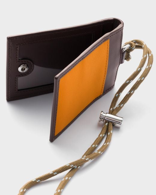 Porte-Cartes Speedrock En Re-Nylon Et Cuir Avec Bandoulière Prada pour homme en coloris White