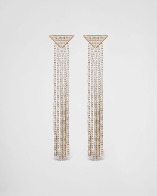 Prada White Crystal Logo Jewels Zirconia Earrings