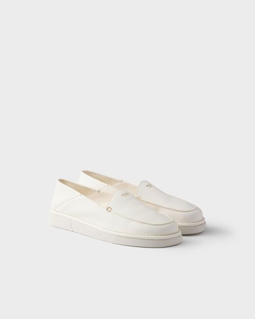 Prada Slip-Ons Aus Leder in White für Herren