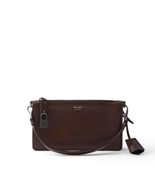 Prada Brown Leather Pouch for men
