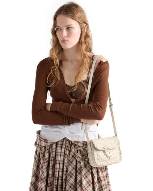 Prada Natural Woven Leather Mini Shoulder Bag
