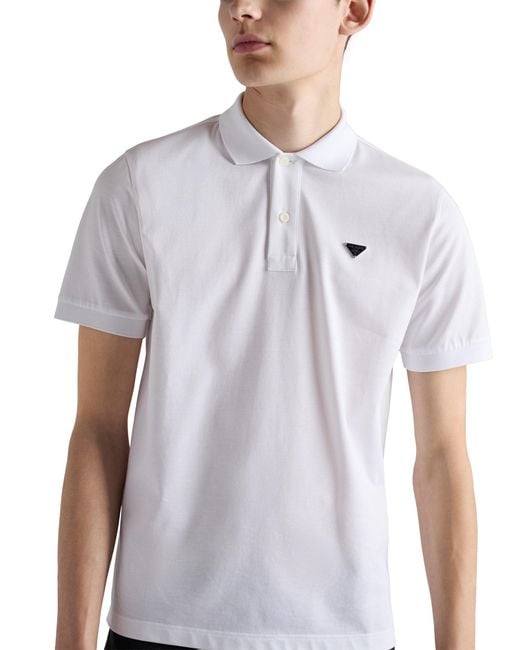 Prada White Piqué Polo Shirt for men