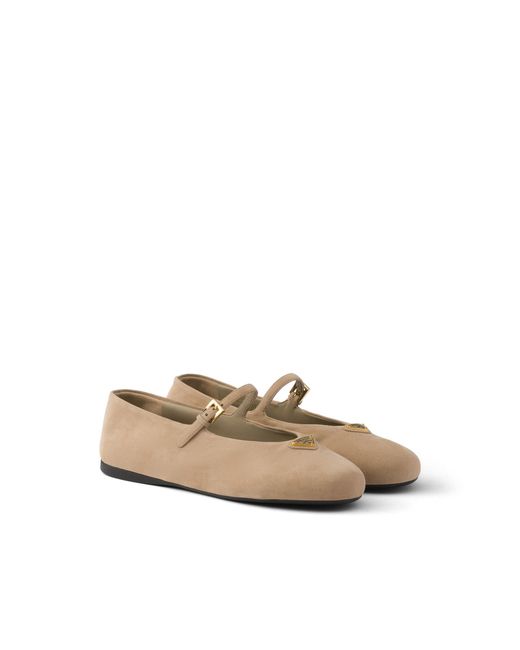Prada White Suede Ballerinas