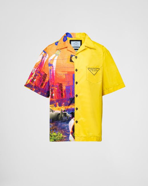 Prada Yellow Double Match Re-nylon Shirt for men