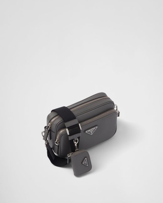 Prada Gray Saffiano Leather Shoulder Bag for men