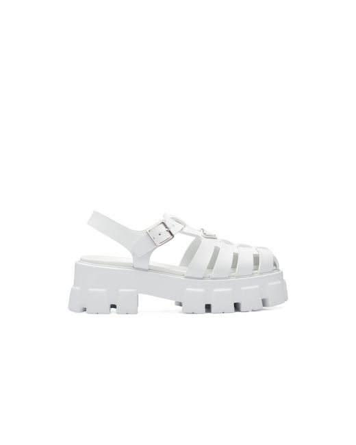 Prada White Rubber Platform Sandals 55