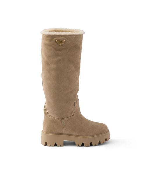 Prada White Suede Boots