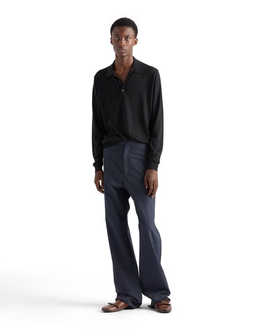 Prada Black Cashmere And Silk Polo Shirt for men